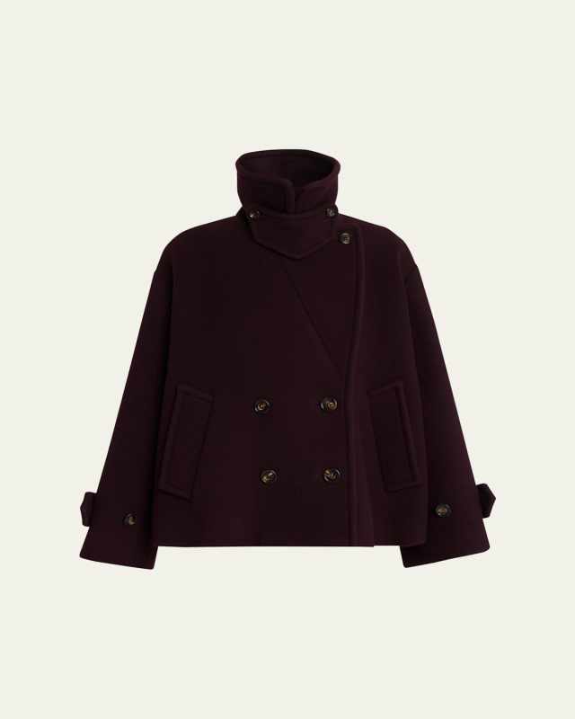 Wool Double-Breasted Oversized Pea Coat